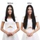 REECHO Multi-Length 20" 22" 24" Long Straight Synthetic 4 PCS Set Thick Clip in on Hair Extensions Dark Brown