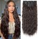 Clip in Hair Extensions, REECHO 5PCS Brown Hair Extensions 24" Thick Long Loose Waves hair extensions HE002 Invisible Lace Weft Natural Soft Hairpieces for Women &ndash; Dark Brown