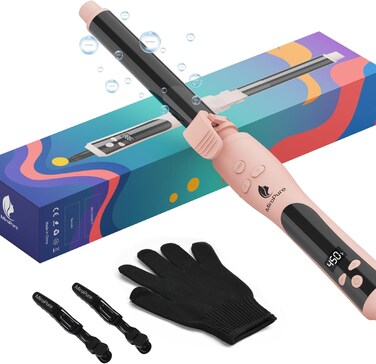MiroPure Automatic Curling Iron, 1 Inch Ionic Hair Curler, Self Rotating Curling Wand with Longer Barrel for Waves and Curls, Unique Button to Enable/Distable Rotation, Get Rid of Accidentally Hit