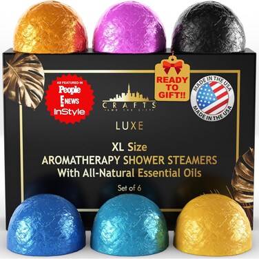 Luxury Shower Steamers Aromatherapy 6 Pack Gift Set -Made in USA Essential Oil Shower Bath Bombs for Women- Best Womens Luxe Shower Fizzies Scents Vapor Pods Melts Soothers