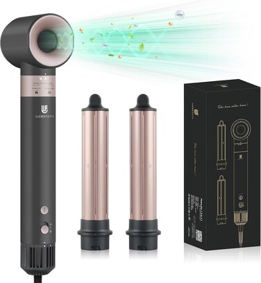 Curling Iron Hair Dryer: Auto Wrap Curling Wand 1 1/4 Inch Automatic Hair Curler, Ceramic Negative Ionic Blow Dryers Hot Air Fast Drying Tools Set with Extra Long Barrel for Styling Waves