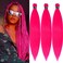 Braiding Hair Pre Stretched Pink Braiding Hair Colored Hair Extensions for Braiding Micro Box Braids Knotless Yaki Neon Pink Prestretched Braiding Hair 26 Inch Folded 3 Packs