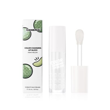 VANERIA Color Changing Lip Gloss,Clear to Pink,Fruit Flavoured Lip Changing Lip Gloss,PH Lip Color,Long Lasting Moisturizing(3.5ml/0.11Fl.Oz) (Hami melon)