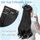 KooKaStyle Invisible Wire Hair Extensions Long Wavy Layered Synthetic Hair Extensions with Transparent Wire Adjustable Size 6 Secure Clips Black Hairpieces for Women 20 Inch