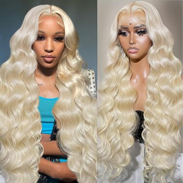 28 Inch 613 13x6 Lace Front Wig Human Hair 250 Density 613 Lace Front Wig Human Hair Body Wave Blonde Wig Human Hair 613 HD Lace Frontal Wig 13x6 Pre Plucked (28 Inch)