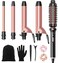 Wavytalk 5 in 1 Curling Iron,Curling Iron Set with Heated Round Brush and 4 Interchangeable Ceramic Curling Wand(0.5&rdquo;-1.25"), Instant Heat Up,Dual Voltage Hair Curler