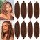 16 Inch Soft Springy Afro Twist Braiding Hair 8 Packs Pre-Separated Spring Twsit For Faux Locs Honey Brown Marley Twist Afro Crochet Braids Synthetic Hair Extension For Women (8 Strands/Pack，30#)