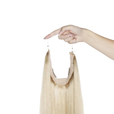 Zala Halo Hair Extensions - Human Hair Band for Seamless Blending + Styling - Instantly Add Volume &amp; Length - 100% Remy Hair Extensions in Champagne Blonde (170g / 24 inch)