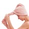 2 Pack Hair Drying Towels, Hair Wrap Towels, Absorbent Microfiber Hair Towel Turban with Button Design to Dry Hair Quickly(Coffee&amp; Pink)