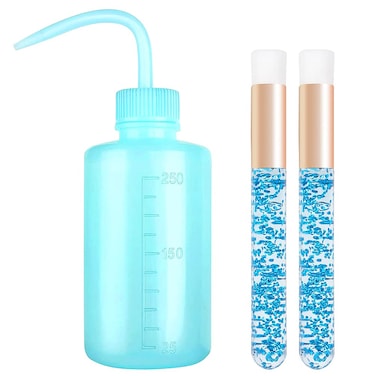 1pcs 250 ML Plastic Satety Lash Cleaning Tatoo Wash Bottles 2PCS Crystal Nose Blackhead Facial Cleaning ShampooBrush for Eyelash Extension Supplies(Blue)