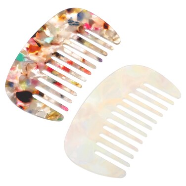Travel Comb Mini Comb Detangling Combs For Women Wide Tooth Combs Hair Pocket Comb 2pcs Anti-Static Small Acetate Hair Detangler Brush For Bangs Curly Wavy Long Hair Daily Hair Care Wet Dry