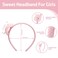 Beleki Flower Pearl Headband for Girls, Pink Glitter Headband Toddler Girls Handmade Non Slip Hiar Hoop Sparkle Boutique Hair Accessories for Girls 4-6 8-12 Year Old