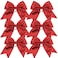 Cheerleader Bows Cheerleading 8 inch Sparkle Glitter Ponytail Holder Hair Tie School for High School College Girl Team Sports 6 Pcs &hellip; (Red)