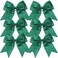 Cheerleader Bows Cheerleading 8 inch Sparkle Glitter Ponytail Holder Hair Tie School for High School College Girl Team Sports 6 Pcs &hellip; (Forest Green)
