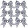 Cheerleader Bows Cheerleading 8 inch Sparkle Glitter Ponytail Holder Hair Tie School for High School College Girl Team Sports 6 Pcs &hellip; (Silver)