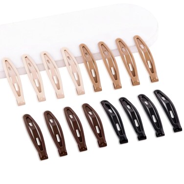 16 PCS Snap Hair Clips Metal Hair Barrettes for Women Non Slip Barrettes for Thick and Thin Fine Hair,Black Brown Beige,2.36 x 0.43 Inches.