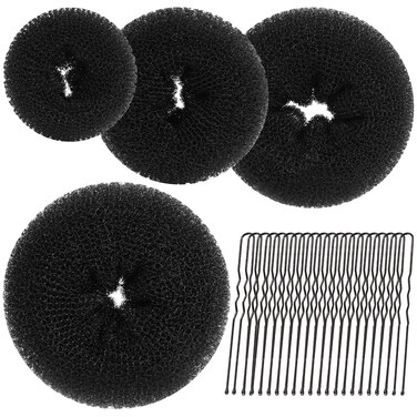 Teenitor Hair Donut, Hair Bun Maker, Black（Extra-large, Large, Medium and Small）