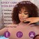 D&Eacute;BUT Glueless Bob Wigs Human Hair Short Curly Wigs with Bangs Put on and Go Kinky Curly Brazilian Hair Wigs 200% Density for Black Women Reddish Brown 12 Inch