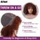 D&Eacute;BUT Glueless Bob Wigs Human Hair Short Curly Wigs with Bangs Put on and Go Kinky Curly Brazilian Hair Wigs 200% Density for Black Women Reddish Brown 12 Inch