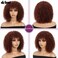 D&Eacute;BUT Glueless Bob Wigs Human Hair Short Curly Wigs with Bangs Put on and Go Kinky Curly Brazilian Hair Wigs 200% Density for Black Women Reddish Brown 12 Inch