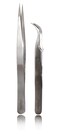Alluring Silver Tweezers for Eyelash Extensions - Strong Curved, Straight