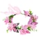 PENTA ANGEL Butterfly &amp; Flower Crown Adjustable Fairy Floral Headband Garland Wreath Headpiece Accessories with Ribbon for Women Adults Bridal Wedding Summer Holiday Vacation Photo Props (Pink, 22cm)
