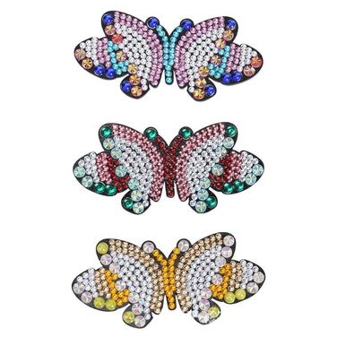 3Pcs Diamond Painting Hair Clips, 5D Bowknot Bobby Pins Girls Diy Diamond Hair Clip Butterfly Hairpin Elegant Barrettes Gift For Girls Daughter Best Friend Or Mather 8.5 * 3.5cm (CC)