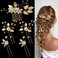 5 Pieces Gold Leaf Hair Pins Pearl Hair Forks Bridal Hair Clips Headpiece Wedding Hair Accessories for Women and Brides