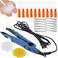Hair Extensions Iron Fusion Keratin Heat Tool Heat Connector Wand with Fusion Glue Protector Template Hair Clip Finger Protector 2 Bag Keratin Glue Granule Bead(Blue)