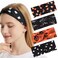 Ardorchid Halloween Headbands for Women Girls Skull Skeleton Ghost Pumpkin Knotted Headband Spooky Sugar Hair Accessories Halloween Outfit Gifts Twist Turban Celebration Party Headwraps 4PCS