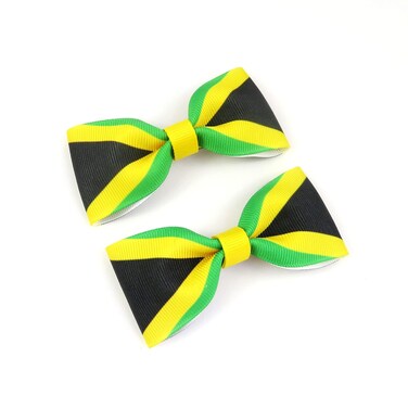 Jamaica Flag Hair Bow Girls Women Hair Accessories Cultural Multicultural School Events QXP Shop
