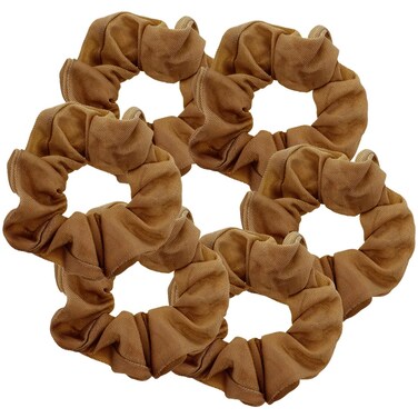 Large Solid Scrunchie - Set of 6 - Tan