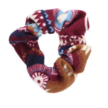Girls Aztec Hair Scrunchy-Burgundy