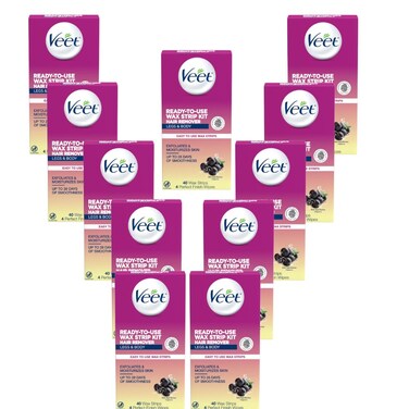 Veet Leg and Body Hair Remover Cold Wax Strips, 40 ct (Pack of 11)
