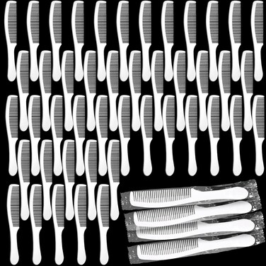 CHENGU 200 Pcs Disposable Combs in Bulk Individually Wrapped Plastic Unbreakable Set Long Handle Hair Combs Suitable for Family, Hotel, Travel, Homeless, Shelter, Nursing, Charity(White)