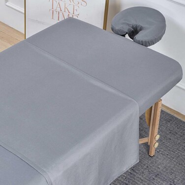 MRJ Microfiber Massage Sheet Set of 3 Pcs,for Massage Tables,Includes Massage Table Cover, Massage Fitted Sheet,and Massage Face Rest Cover,Gray