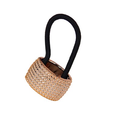 KESYOO Spring Hinge Hair Ties for Girls - Rose Gold Shiny Acrylic Ponytail Cuff, 1 Count