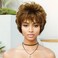 GNIMEGIL Golden Brown Wigs Short Curly Hair with Bangs Daily Party Wigs for White Women Wig Costume Natural Looking Synthetic Wig(Golden Brown)