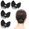 Beaupretty 4 Pieces Women Hair Bun Cover Net Hair Snood Net Barrette Mesh Clip Elastic Butterfly Bun Bow Headdress