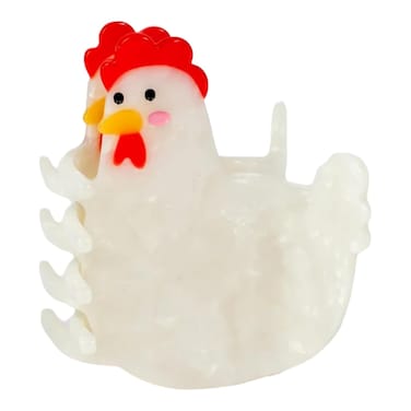 White Chicken Hair Claw Clip