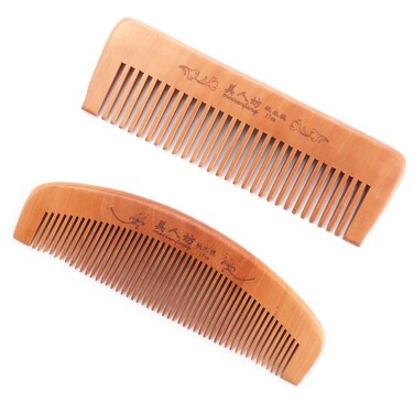 Handmade Wooden Comb for Men and Women,Antistatic Natural Wooden Hair Comb.Fine Teeth and Wide Tooth Combs are Suitable for Dry Hair, Oily Hair, Straight Hair and Men's Natural Curly Hair（2 pcs)）