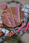6pcs Pink Professional Hair Combs Set - Carbon Fiber Barber Combs with Wide Tooth, Rat Tail for Parting, Teasing, and Styling Hair for Women and Men