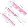 6pcs Pink Professional Hair Combs Set - Carbon Fiber Barber Combs with Wide Tooth, Rat Tail for Parting, Teasing, and Styling Hair for Women and Men
