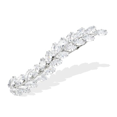 Sparkly Crystal Flower Leaf Hair Barrette Hair Clips Hair Pins for Women Bridal Wedding Prom Party Hair Accessaries (Clear Curved Leaf)