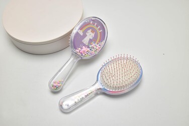 Gett Detangling Brush for Kids, Toddlers, and Adults, Soft Bristle Hair Brush, Wet Hair Brush with Confetti, Glitter, for Curly, Straight, Long or Short Hair (Meow)