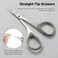 2Pcs Small Facial Hair Grooming Scissors Kit For Men &amp; Women - Eyebrow, Nose Hair, Mustache, Beard, Eyelashes, Ear Trimming - Curved &amp; Rounded Safety Tip Clippers For Hair Cutting (Grey)