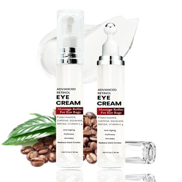 Caffeine Eye Cream for Dark Circles - Retinol Eye Cream Anti Aging - Eye Roller for Puffy Eyes - Dark Circles Under Eye Treatment - Eye Cream for Puffiness and Bags Under Eyes - Eye Bags Treatment