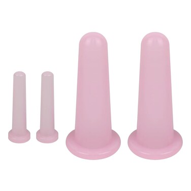 4 Pcs Facial Cupping Set, Silicone Cupping Set, Massage Cupping for Face, Body, Eye, Anti-Aging, Facial Care (Pink)