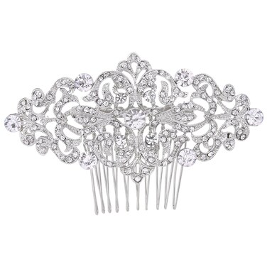 EVER FAITH Bridal Hair Accessories Austrian Crystal Art Deco Wave Wedding Hairpiece Side Comb for Bride Clear Silver-Tone
