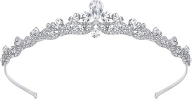 EVER FAITH Women's Austrian Crystal Wedding Teardrop Hair Tiara Headband Clear Silver-Tone